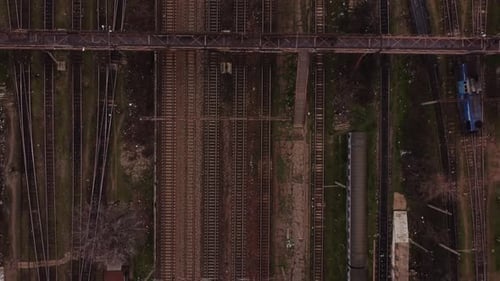 Aerial Top View Of Railway Lines