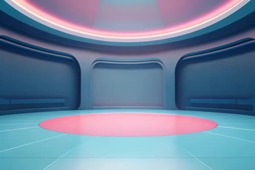 podium Futuristic showcase with platform for product displaying. Empty modern stage display