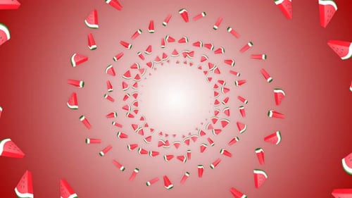 Falling 3D Watermelons Slices, Loop