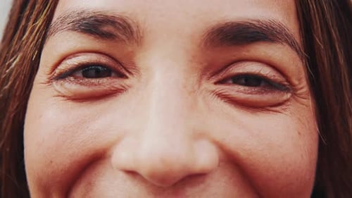 Smiling Woman Showing Eye Wrinkles