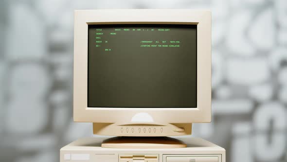 Retro Pc with Loading Code Console Programmer Making Scripts Green ...