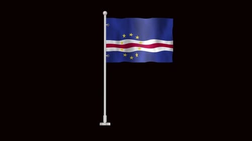 Animated Cape Verde Flag Waving on Black Background