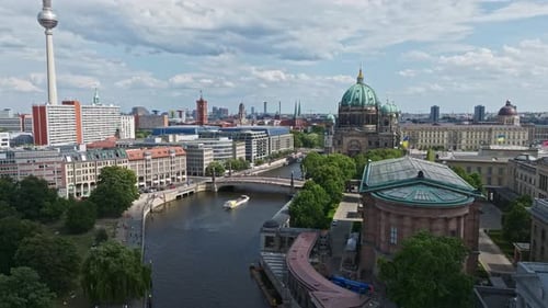 Aerial view of Spree river in berlin , Germany