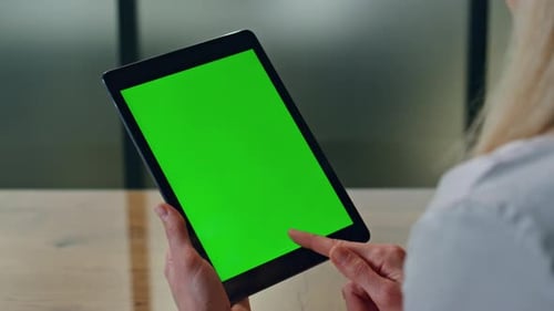 Tablet Tapping at Office Mockup