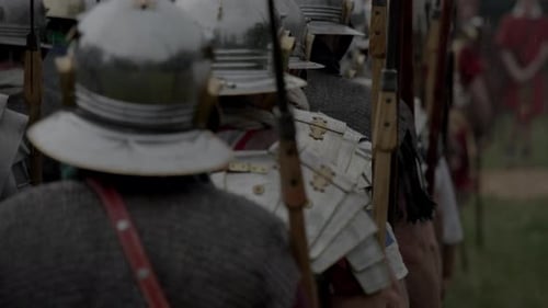 Group of Epic Armies Troop of Historical Gladiators in Uniform Going to War