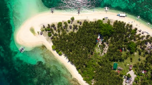 Island with a Tropical Beach and Turquoise Lagoons