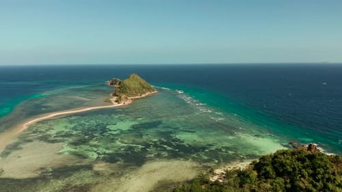 Tropical Island with Sandy Beach Philippines Palawan