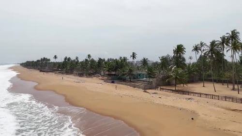 Aerial video over Grand Bassam Ivory Coast, on a sunny day.