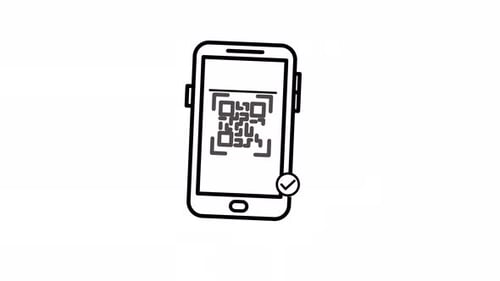 Mobile QR Code Payment Success Line Art Animated Looping Video Alpha Channel Icon