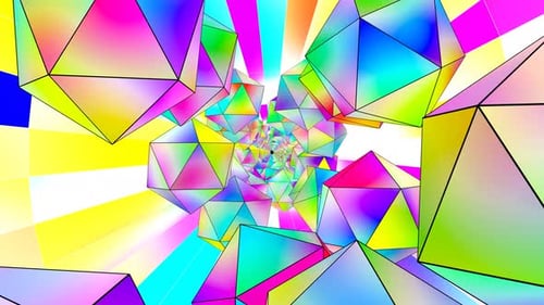 Colorful Abstract Geometric Tunnel - Seamless Loop