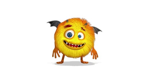 Wiggling Fluffy Orange Cartoon Monster Animation