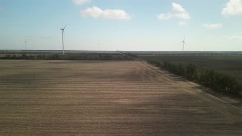 Wind Turbines. Wind Power Electric Plant. Renewable Energy