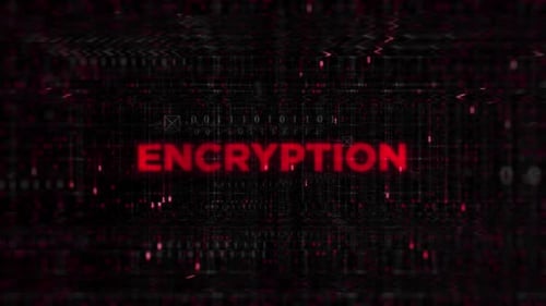 Digital Glitch Text Reveal with Binary Code Background