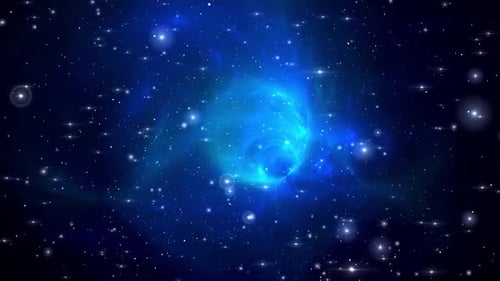 Cosmic Starfield with Glowing Blue Nebula Animation