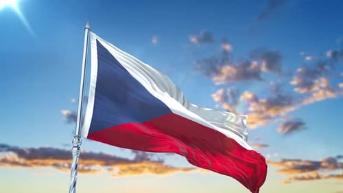 Czech Republic Flag Waving In Realistic 3D Animation