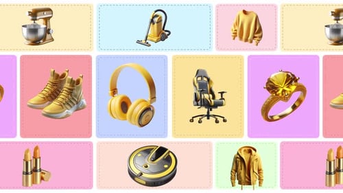 Loop animation of e-commerce products Sales of e-commerce and shopping products.