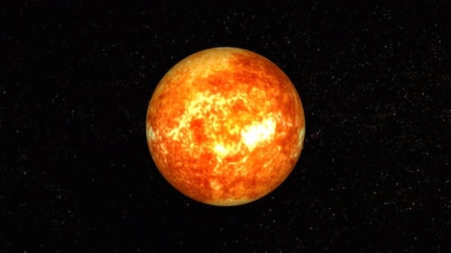 Realistic Sun planet Rotates on space or galaxy and stars milky way, Animation of Sun planet. 1173