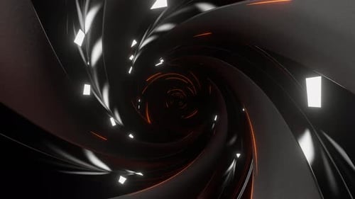 VJ Loop mit weißem und orangefarbenem Spiralhintergrund mit schwarzem Loch in 4K