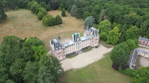 Aerial view of Chateau de Charbonniere, France.