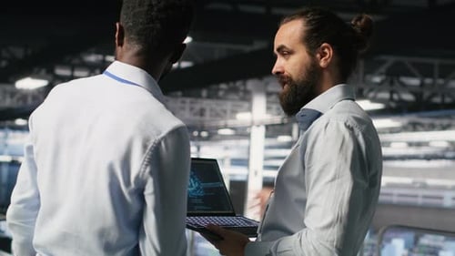 Server Farm Coworkers Doing Infrastructure AI Machine Learning Automatization