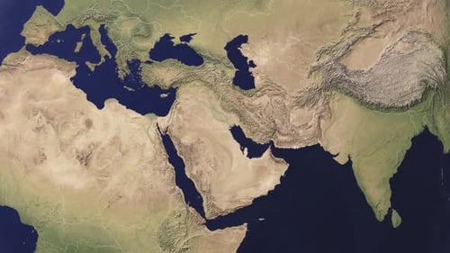 3D Earth Zooming Into Middle East With Country Borders