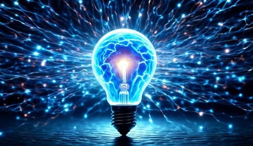 Futuristic Glowing Light Bulb with Electric Network Animation