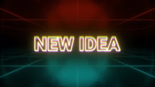 Neon New Idea Title Animation on Retro Grid Background