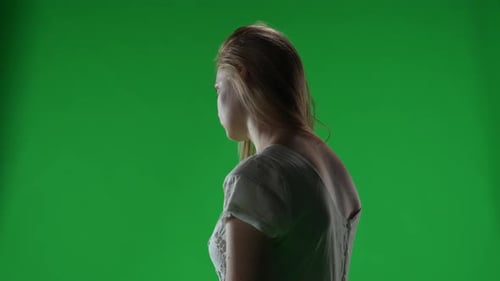 Medium Green Screen Chroma Key Video of a Posessed Female Woman Figure Ghost Poltergeist Zombie