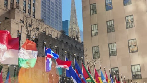 Flags of Many Nations Fly in the City