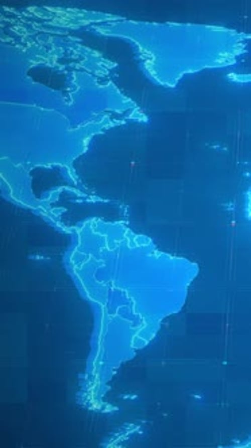 Vertical Video Blue World Map Animation