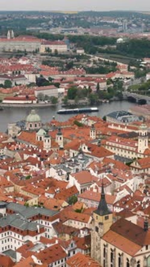 Prague Old Town Rooftops and Vltava River