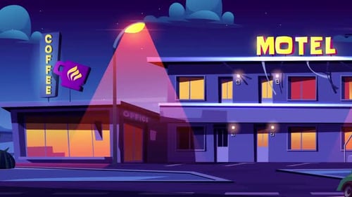 Night Traffic On The Front Motel 4K