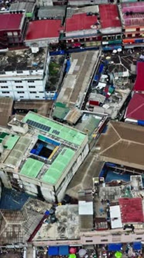 Aerial view of bustling streets and buildings in Accra, Ghana