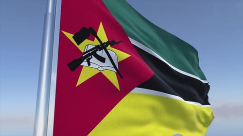 Mozambique Flag Waving Seamless Loop