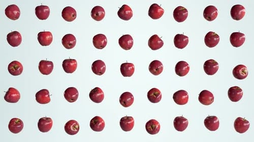 Rotating Red Apples Grid Pattern Background