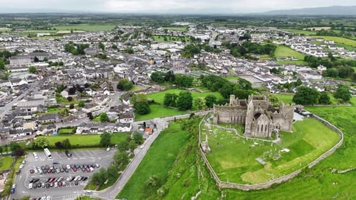 Aerial view of Cashel town in Ireland