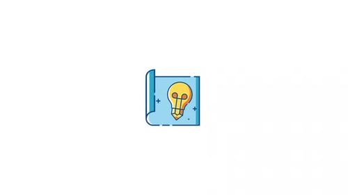 Flat Design Lightbulb Idea on Blueprint Animation