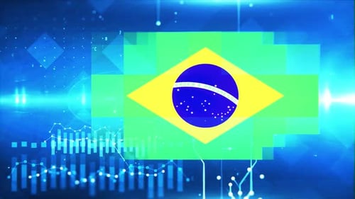 Brazil Flag On Economy Background And Graph