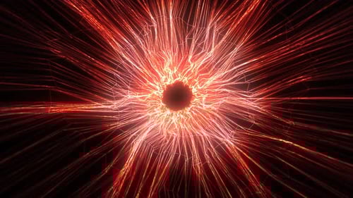 Yellow orange energy magical digital tunnel frame made of futuristic energy lines force