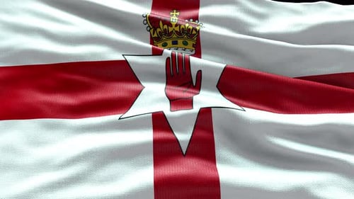 Realistic Waving Ulster Banner Flag of Northern Ireland
