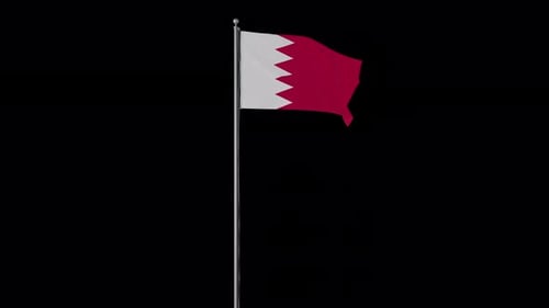 Realistic Waving Flag of Bahrain on Alpha Channel
