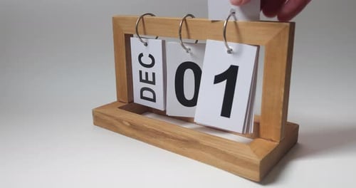 Wooden Calendar Flips to December 1st
