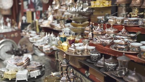 Sarajevo antique shop made by Coppersmith in capital city of Bosnia and Herzegovina. Street souvenir