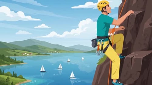Men Rock Climbing in Mountain Landscape - Adventure