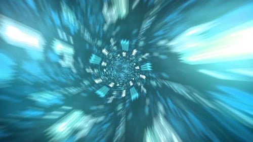 Futuristic Digital Tunnel Abstract Hyperspace Light Speed Animation