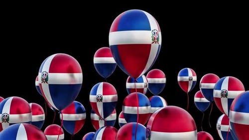 Dominican Republic Flag Balloons Flying for Celebrations