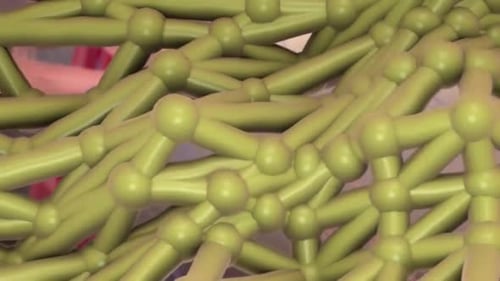 Kompliziertes grünes Molekülstrukturmodell mit verbundenen Knoten und Röhren