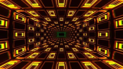 Green And Orange Neon Light Squares On Grate Background Vj Loop In 4K