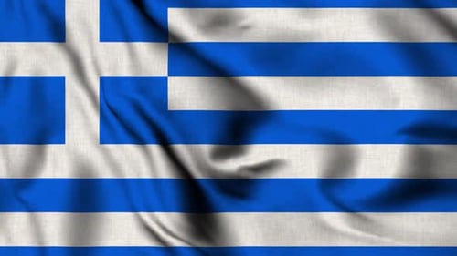 Waving Greek National Flag Realistic Fabric Animation