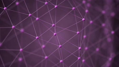 3D Render Abstract Animation Pink Meta Neural Connection Lattice Cells Futuristic Polygonal Wire